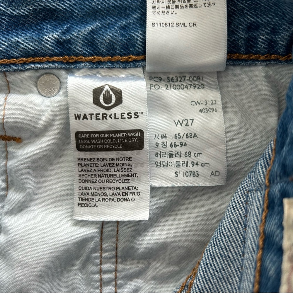 Levis Premium 501 Big E Distressed Button Fly Denim Cut-Off Blue Jean Shorts 27 - Picture 7 of 12
